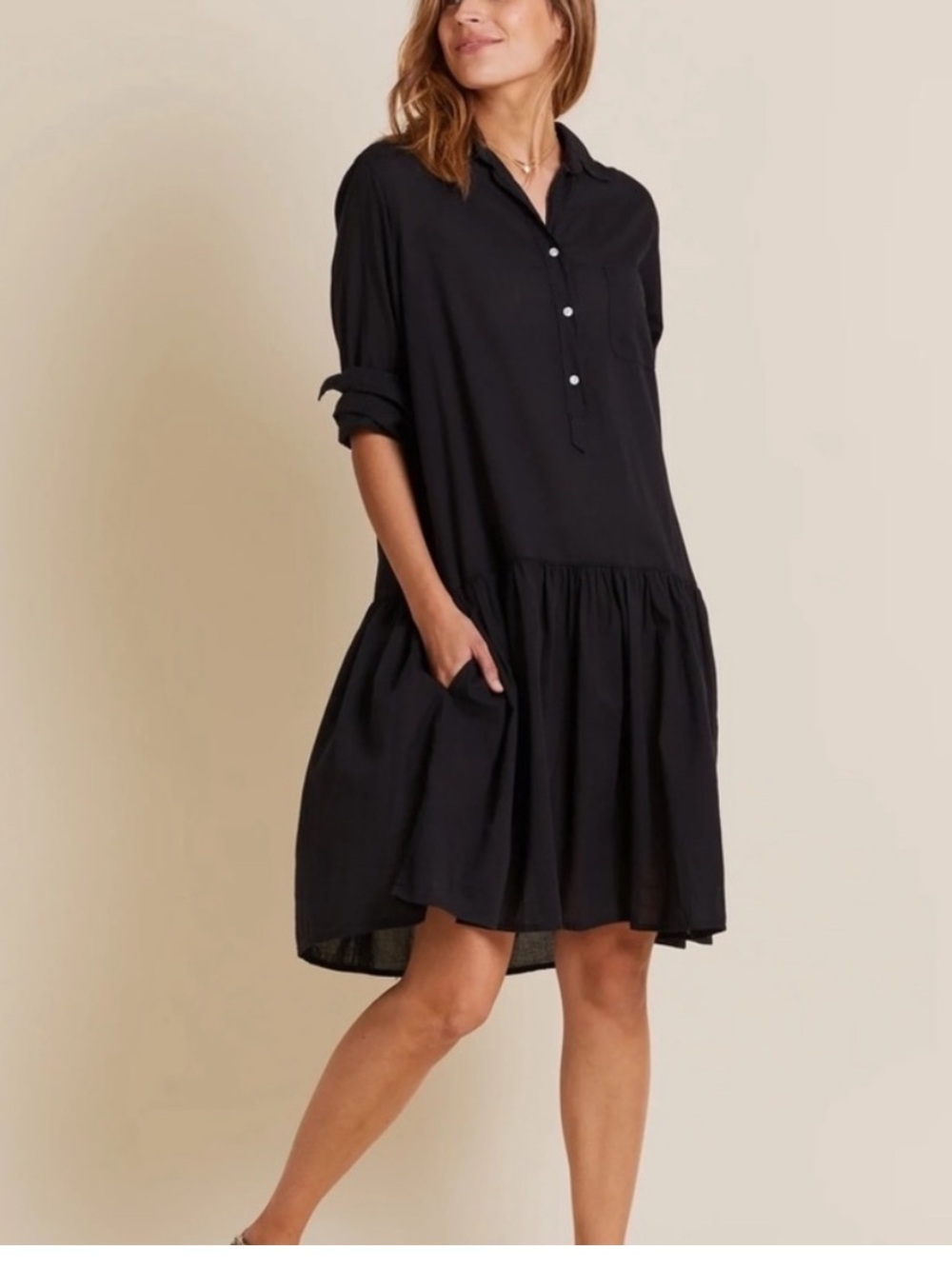 Grayson Changemaker Shirt Dress MIDI Black Oversized Women’s Size Medium M
